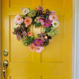NEW Peony summer floral door wreath 24 inch from Nearly Natural